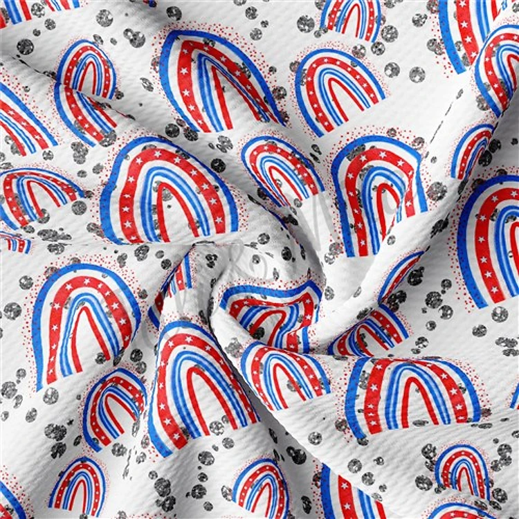 Patriotic 4th of July Liverpool Bullet Textured Stretch Solid Strip Thick Knit Jersey Fabric