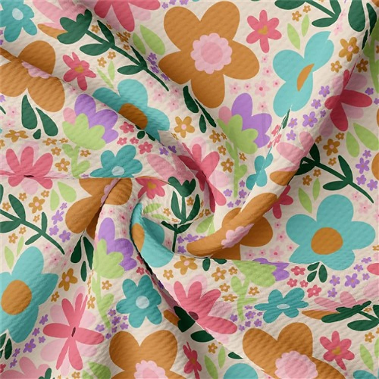 Floral Printed Liverpool Bullet Textured Stretch Solid Strip Thick Knit Jersey Fabric