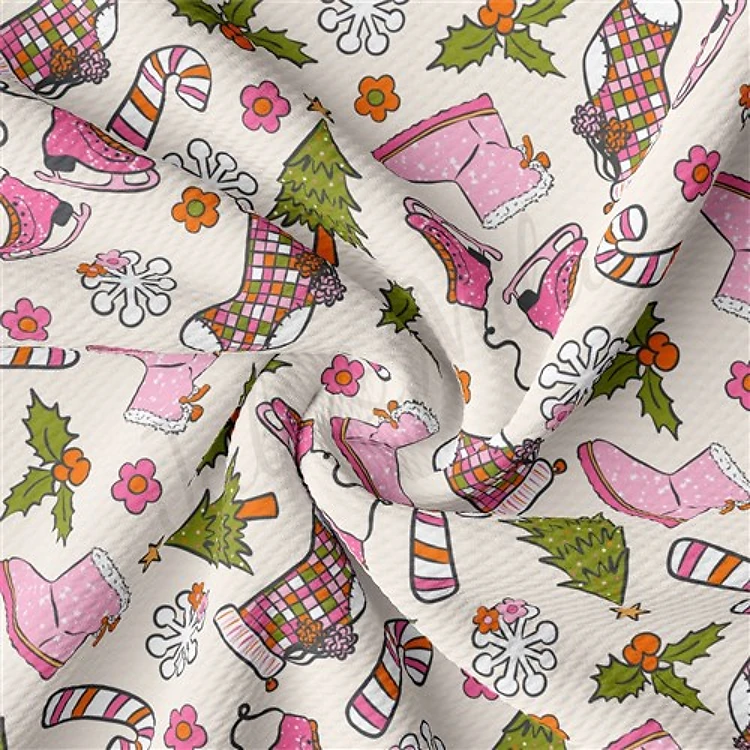 Christmas Christmas Liverpool Bullet Textured Stretch Solid Strip Thick Knit Jersey Fabric