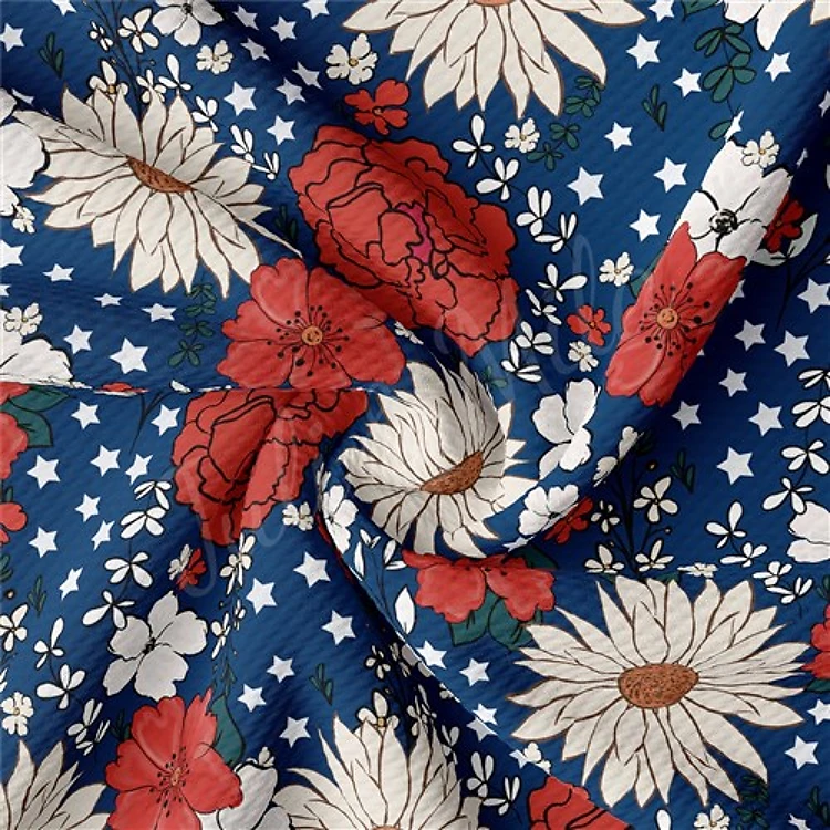 4th of July Patriotic Printed Liverpool Fabric AA1683 & Get a Free $89.99 Embroidery Bundle