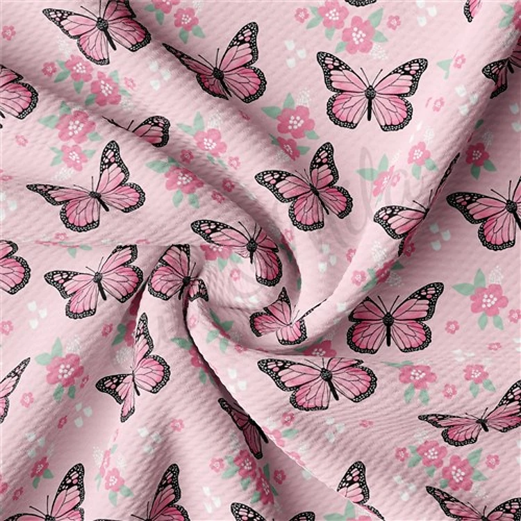 Butterflies Printed Liverpool 4 Way Fabric AA1489 & Get a Free $89.99 Embroidery Bundle