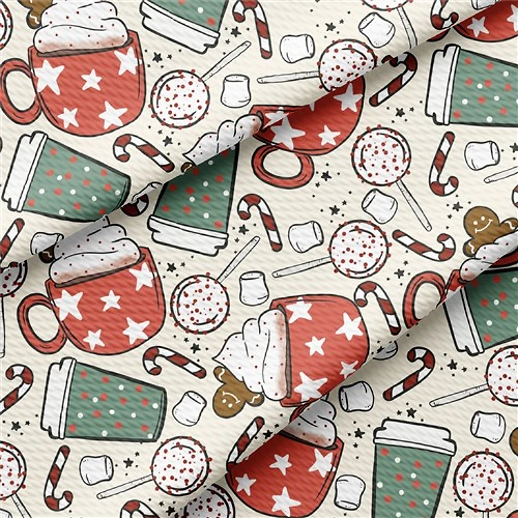 Christmas Printed Liverpool Bullet Textured Stretch Solid Strip Thick Knit Jersey Fabric