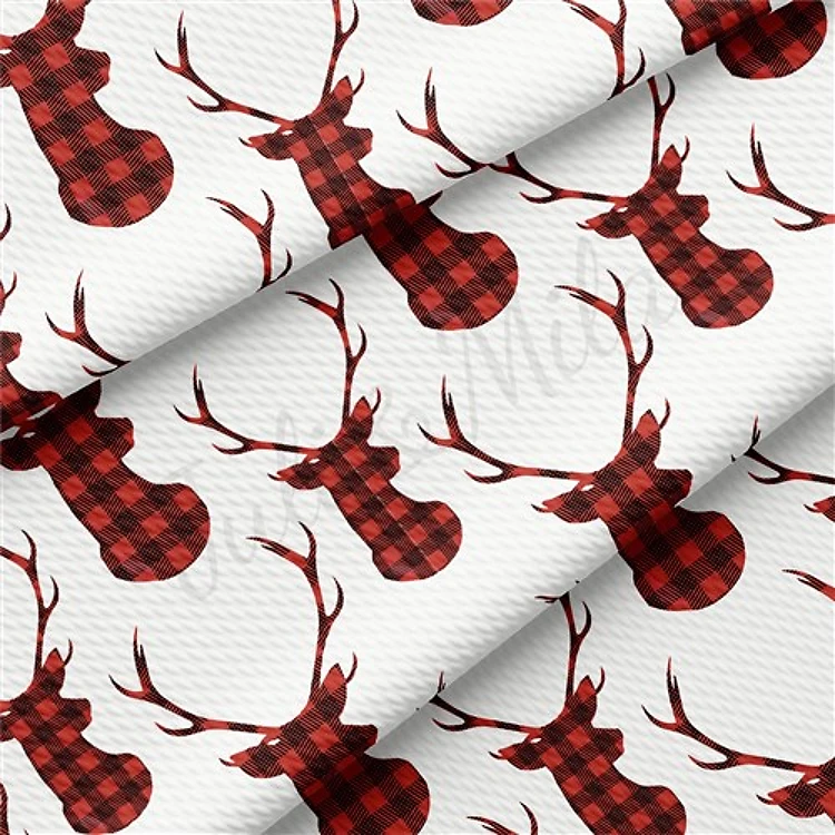 Christmas Buck Plaid Printed Liverpool Bullet Textured Liverpool AA1566 & Get a Free $89.99 Embroidery Bundle