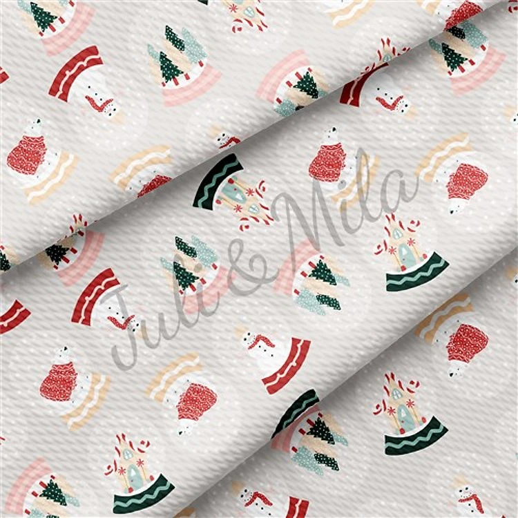 Christmas Printed Liverpool Bullet Textured Stretch Solid Strip Thick Knit Jersey Fabric