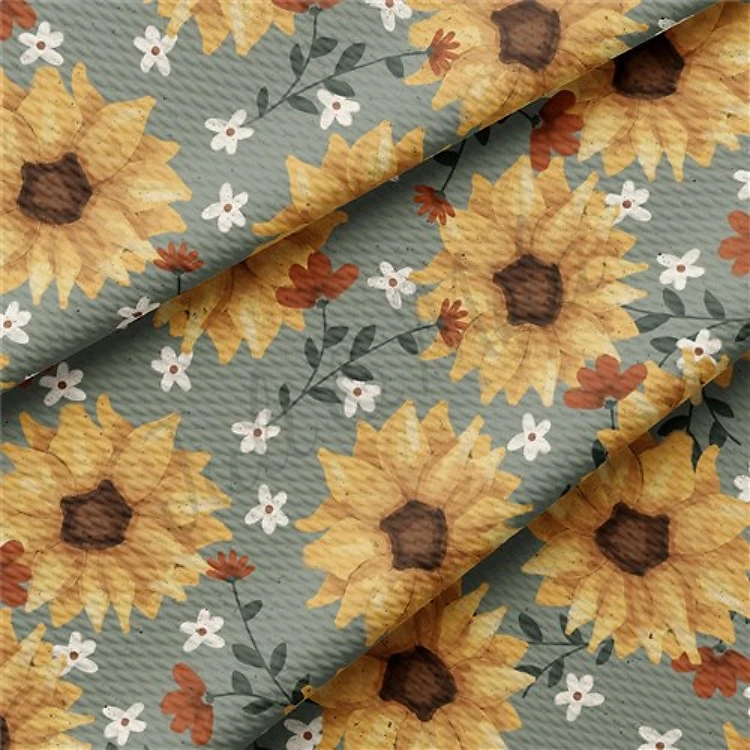 Watercolor Sunflowers Fall Liverpool Bullet Textured Stretch Solid Strip Thick Knit Jersey Fabric