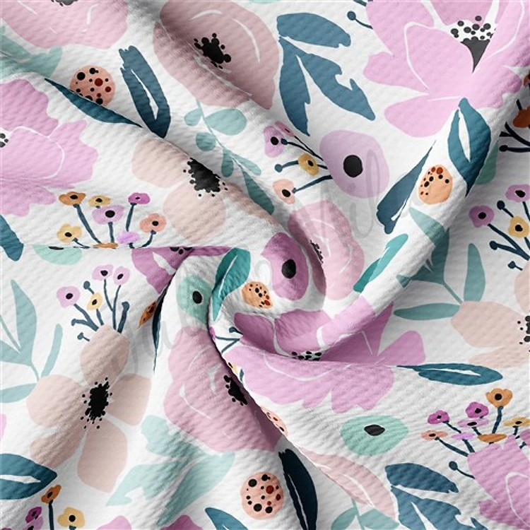 Floral Pastel Liverpool Bullet Textured Stretch Solid Strip Thick Knit Jersey Fabric