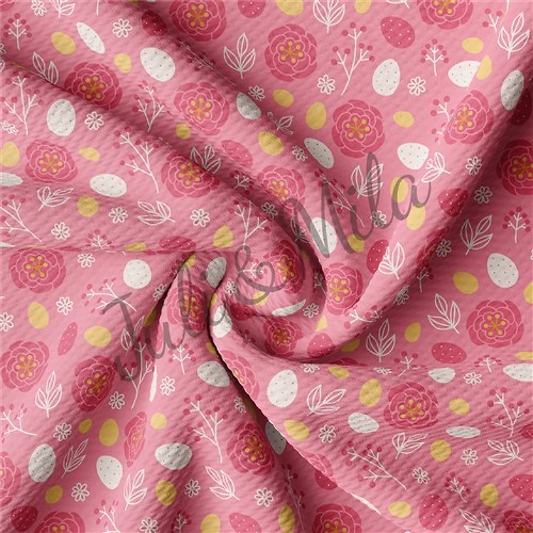 Easter Printed Liverpool Fabric Egg Bunny Pastel(E54) & Get a Free $89.99 Embroidery Bundle