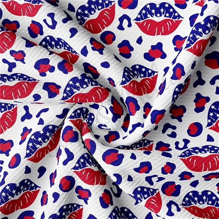 Patriotic 4th of July AA1361 Liverpool Bullet Textured Stretch Solid Strip Thick Knit Jersey Fabric