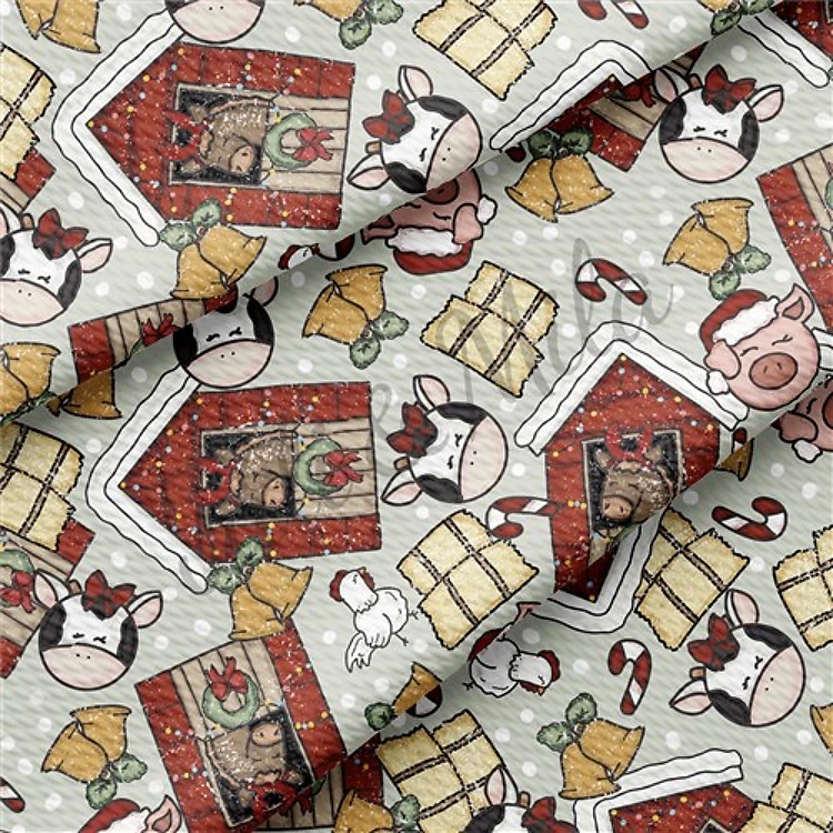 Christmas Farm Liverpool Bullet Textured Stretch Solid Strip Thick Knit Jersey Fabric