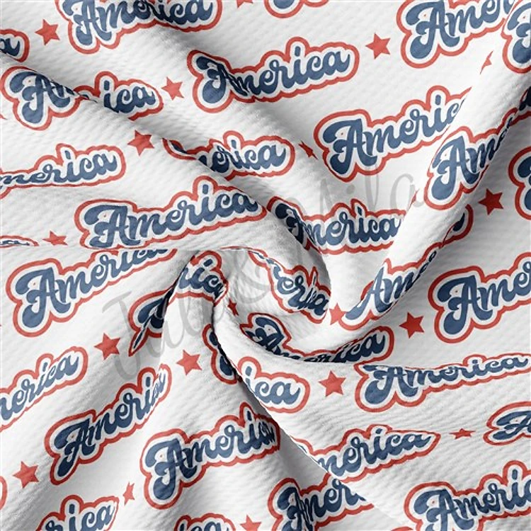 Patriotic 4th of July Liverpool Bullet Textured Stretch Solid Strip Thick Knit Jersey Fabric