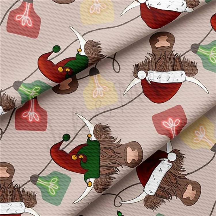 Christmas Printed Liverpool Bullet Textured Stretch Solid Strip Thick Knit Jersey Fabric
