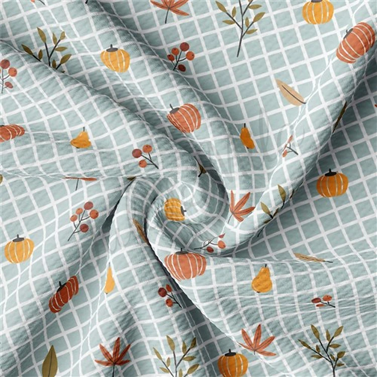 Pumpkin Fall Printed Liverpool Bullet Textured Stretch Solid Strip Thick Knit Jersey Fabric