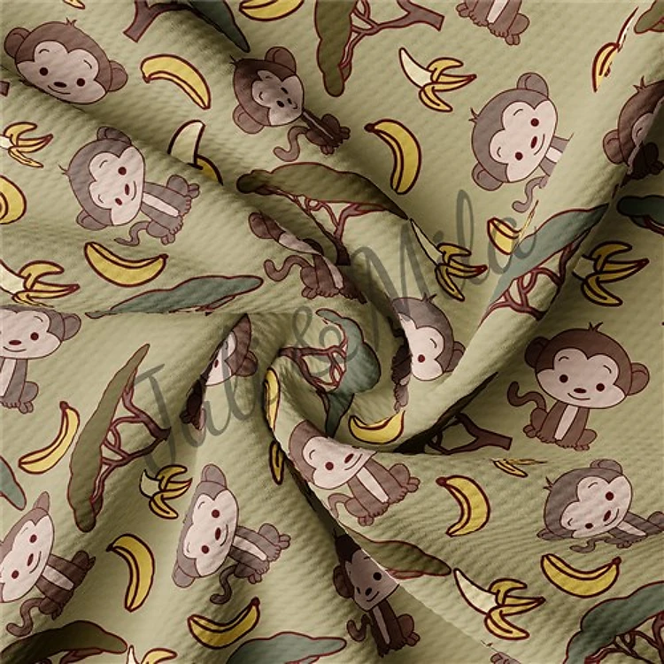 Monkeys Printed Liverpool 4 Way Fabric monkeys & Get a Free $89.99 Embroidery Bundle