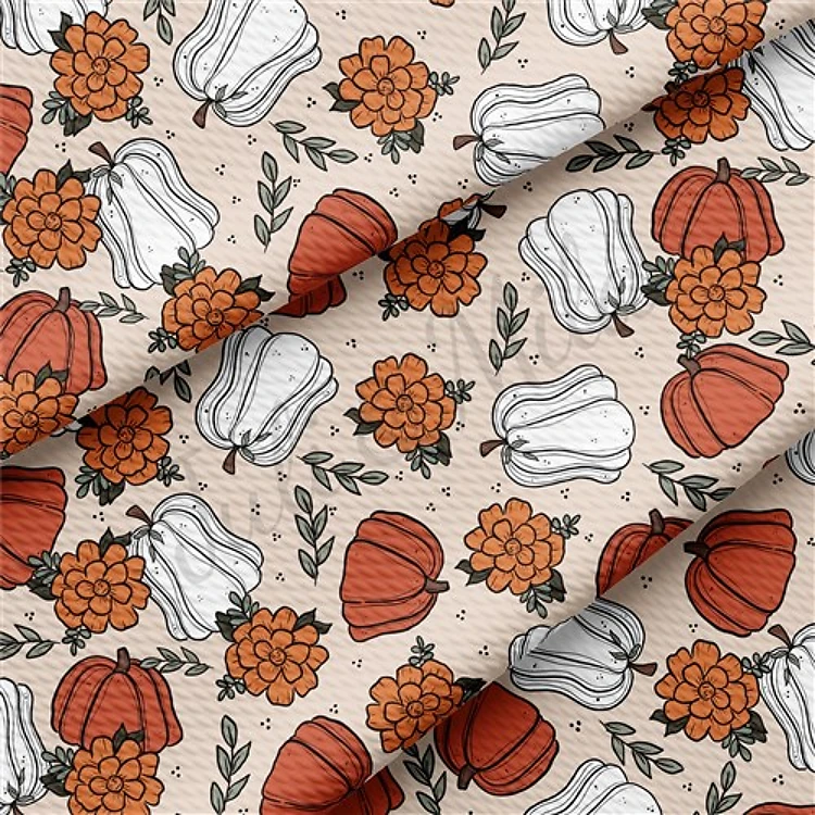 Floral Pumpkin Fall Liverpool Bullet Textured Stretch Solid Strip Thick Knit Jersey Fabric