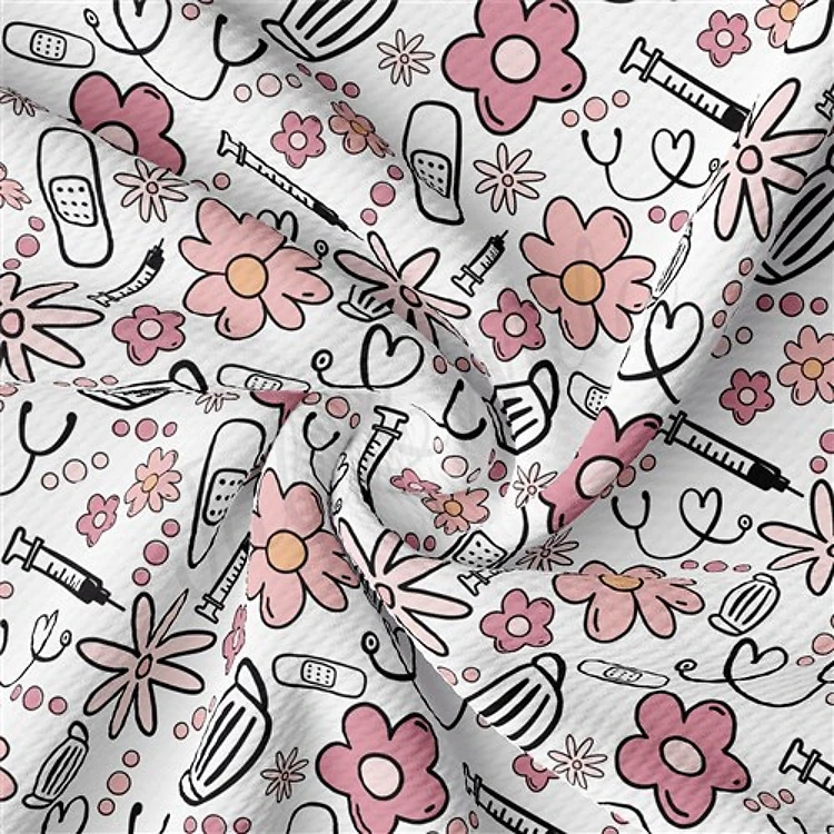 Nurse Liverpool Bullet Textured Stretch Solid Strip Thick Knit Jersey Fabric