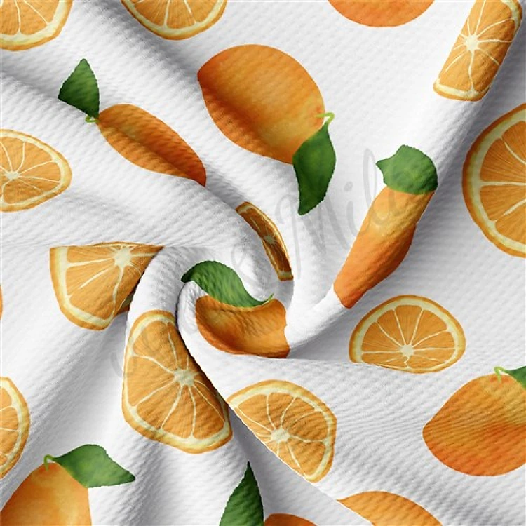 Orange Printed Liverpool 4 Way Fabric AA1521 & Get a Free $89.99 Embroidery Bundle