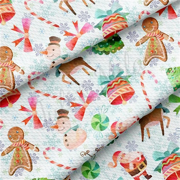 Christmas Printed Liverpool Bullet Textured Stretch Solid Strip Thick Knit Jersey Fabric