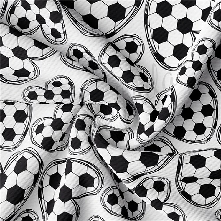 Soccer Ball Printed Liverpool Bullet Textured Stretch Solid Strip Thick Knit Jersey Fabric