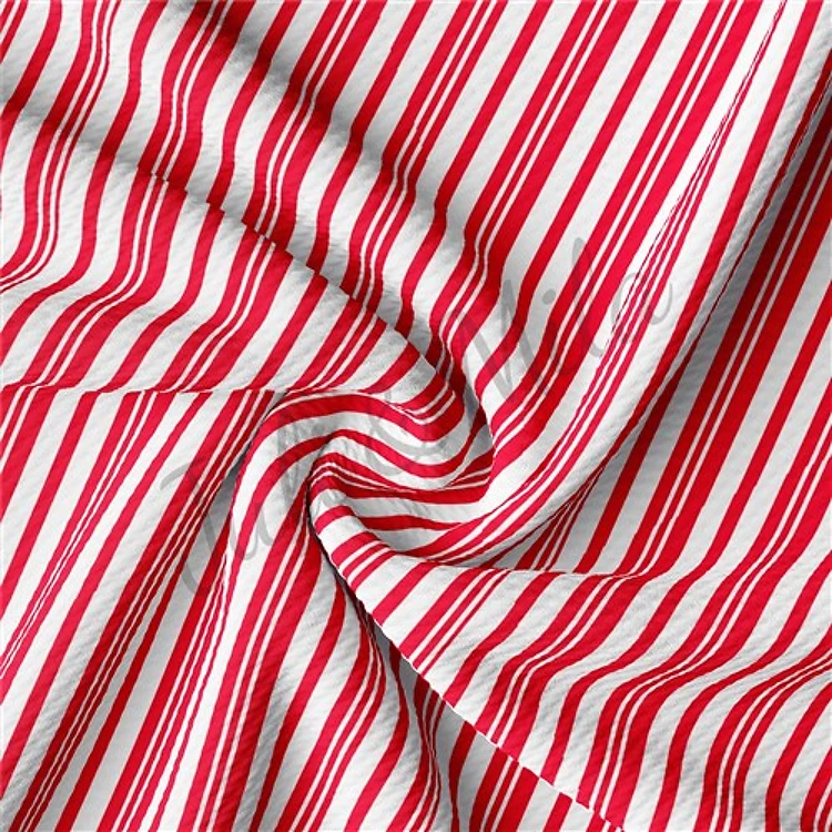 Candy Cane Christmas Printed Liverpool Bullet Textured Stretch Solid Strip Thick Knit Jersey Fabric