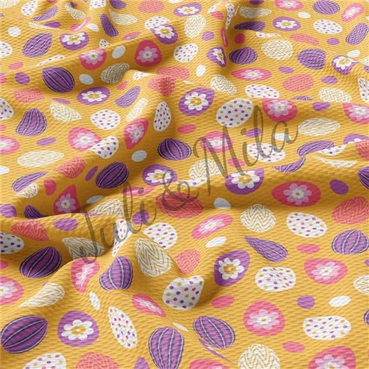 Easter Printed Liverpool Fabric Egg Bunny Pastel(E43) & Get a Free $89.99 Embroidery Bundle