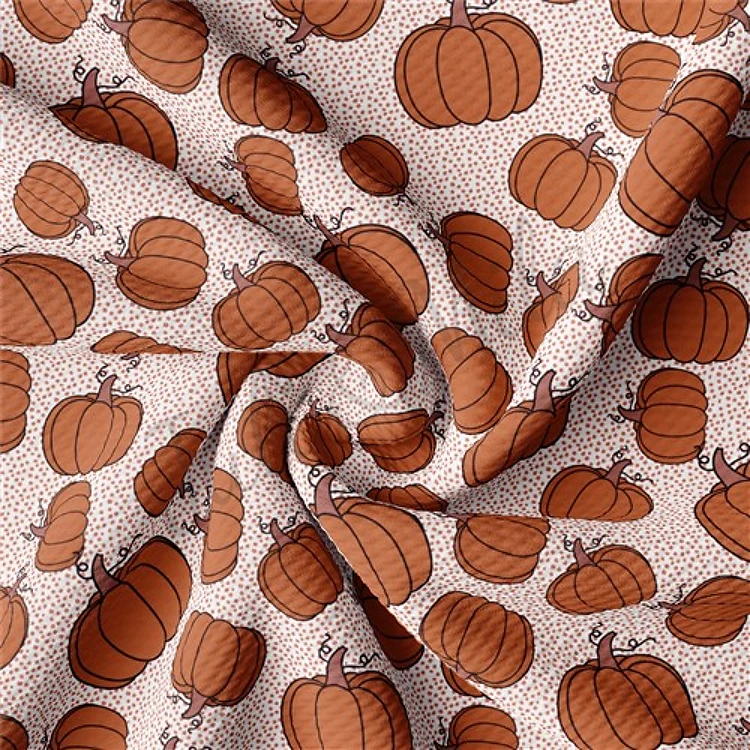 Pumpkin Printed Liverpool Bullet Textured Stretch Solid Strip Thick Knit Jersey Fabric