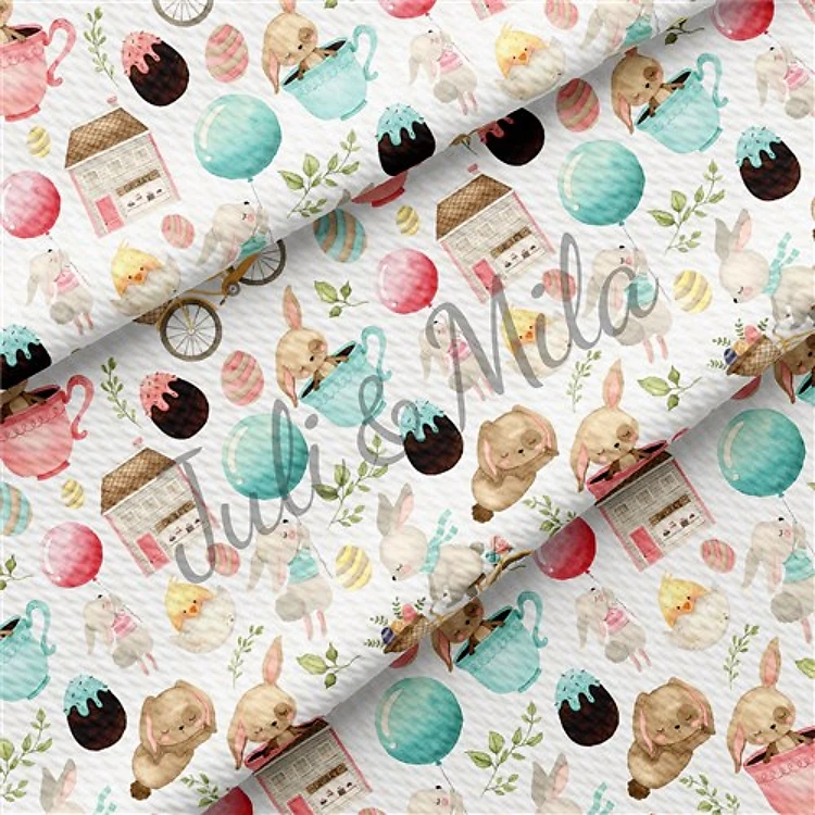 Easter Printed Liverpool Fabric Egg Bunny Pastel(E22) & Get a Free $89.99 Embroidery Bundle