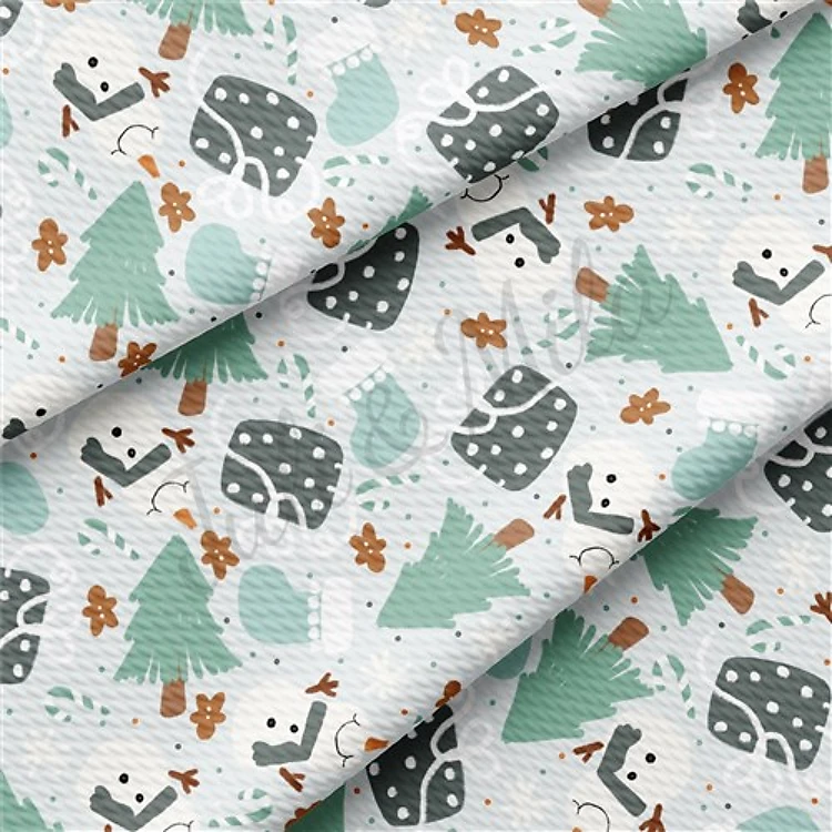 Christmas Snowman Liverpool Bullet Textured Stretch Solid Strip Thick Knit Jersey Fabric