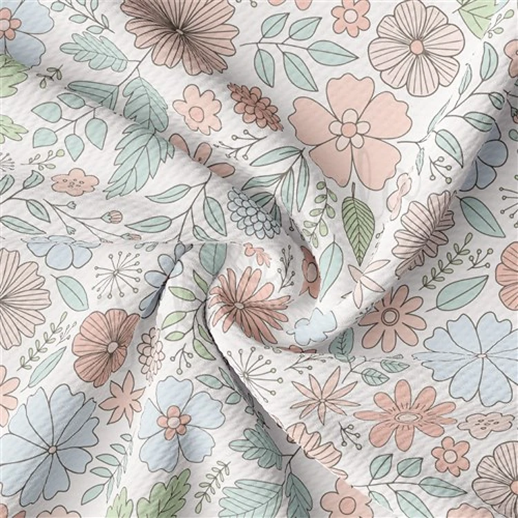 AA2413 Floral Liverpool Bullet Textured Stretch Solid Strip Thick Knit Jersey Fabric