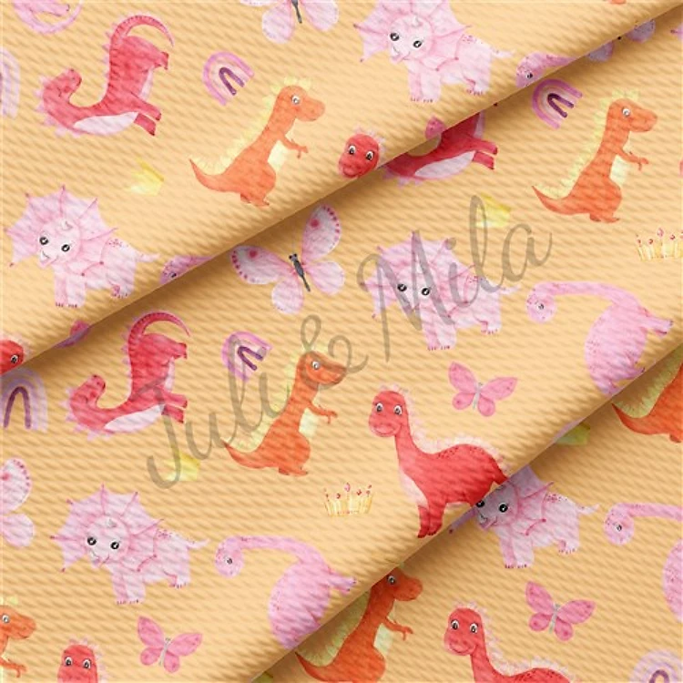 Dino Printed Liverpool Bullet Textured Stretch Solid Strip Thick Knit Jersey Fabric