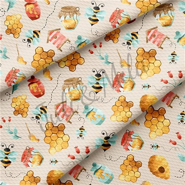 Honey Bees Printed Liverpool Fabric Honey & Get a Free $89.99 Embroidery Bundle