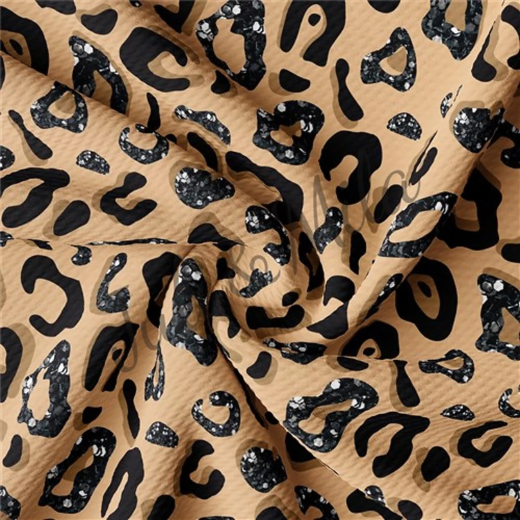 Cheetah Printed Liverpool Bullet Textured Stretch Solid Strip Thick Knit Jersey Fabric