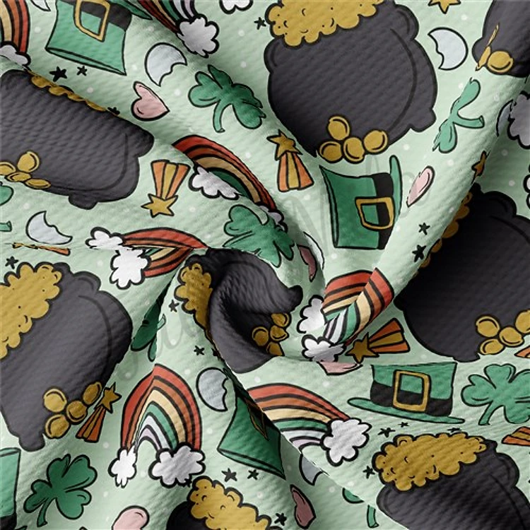 St. Patrick's Day Printed Liverpool Bullet Textured Stretch Solid Strip Thick Knit Jersey Fabric