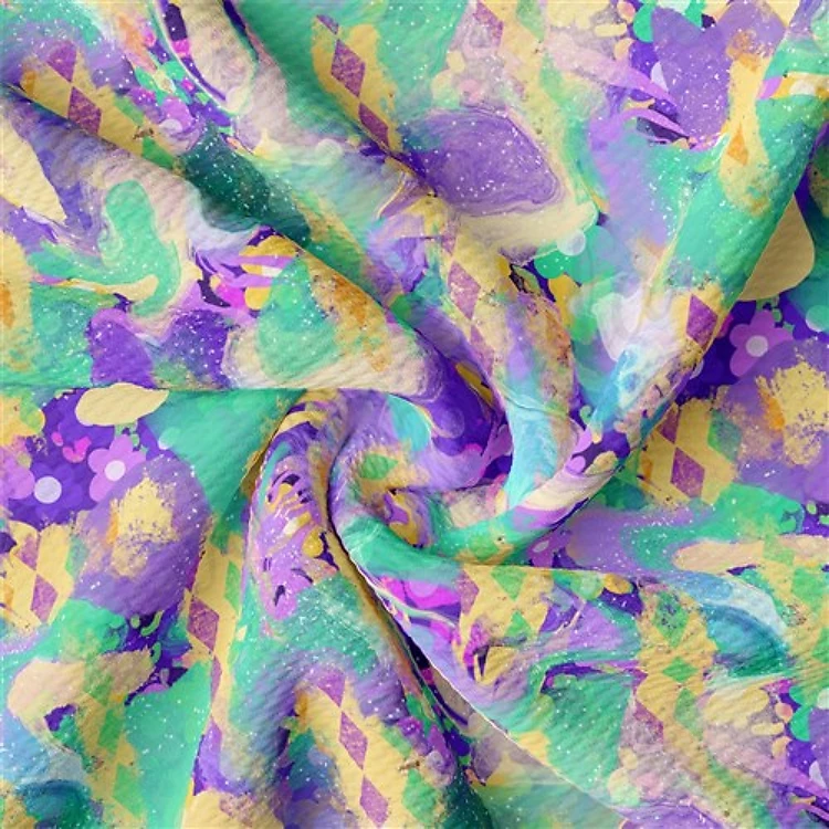 Mardi gras Printed Liverpool Fabric AA2124 & Get a Free $89.99 Embroidery Bundle