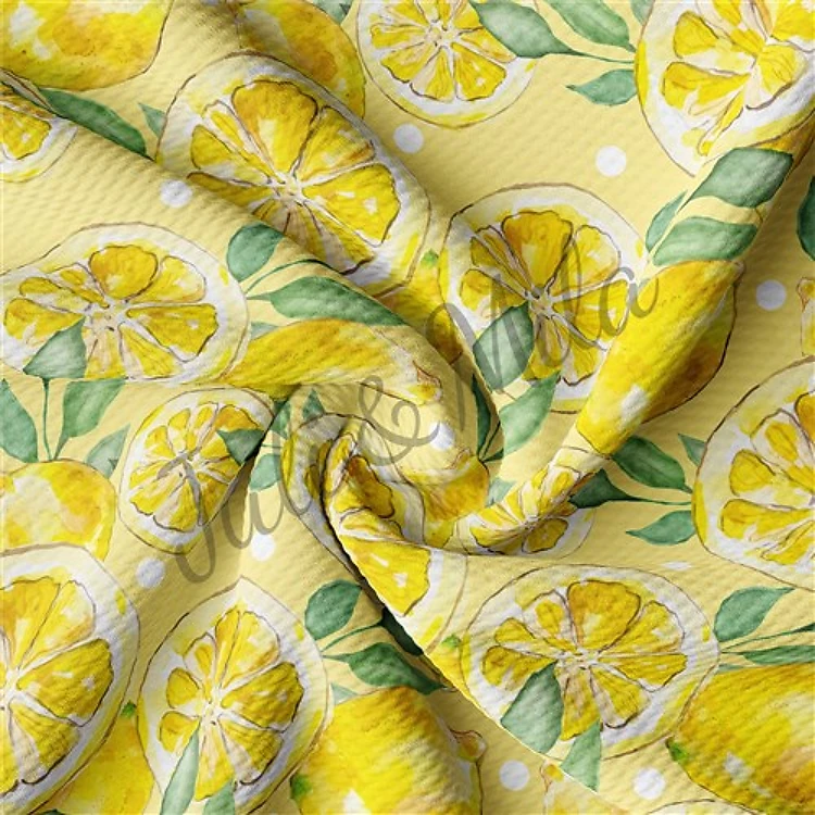 Lemon Printed Liverpool 4 Way Fabric Lemon3 & Get a Free $89.99 Embroidery Bundle