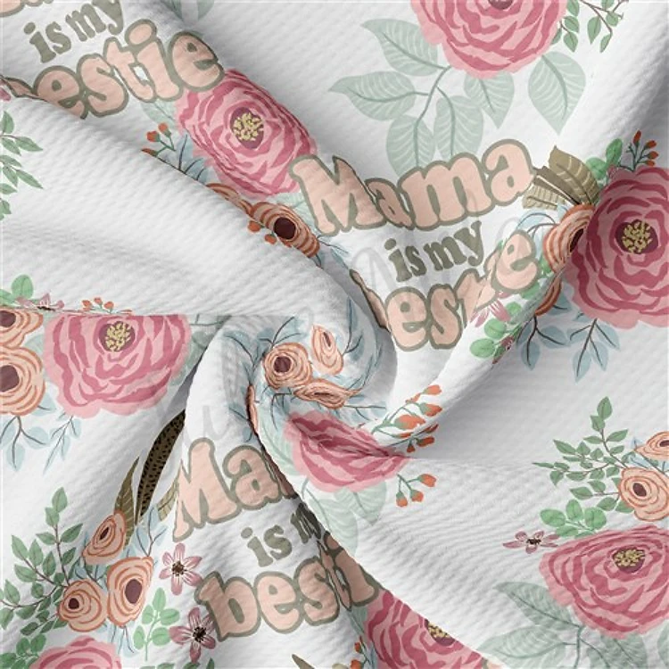 Mama is my Bestie Printed Liverpool Bullet Textured Stretch Solid Strip Thick Knit Jersey Fabric