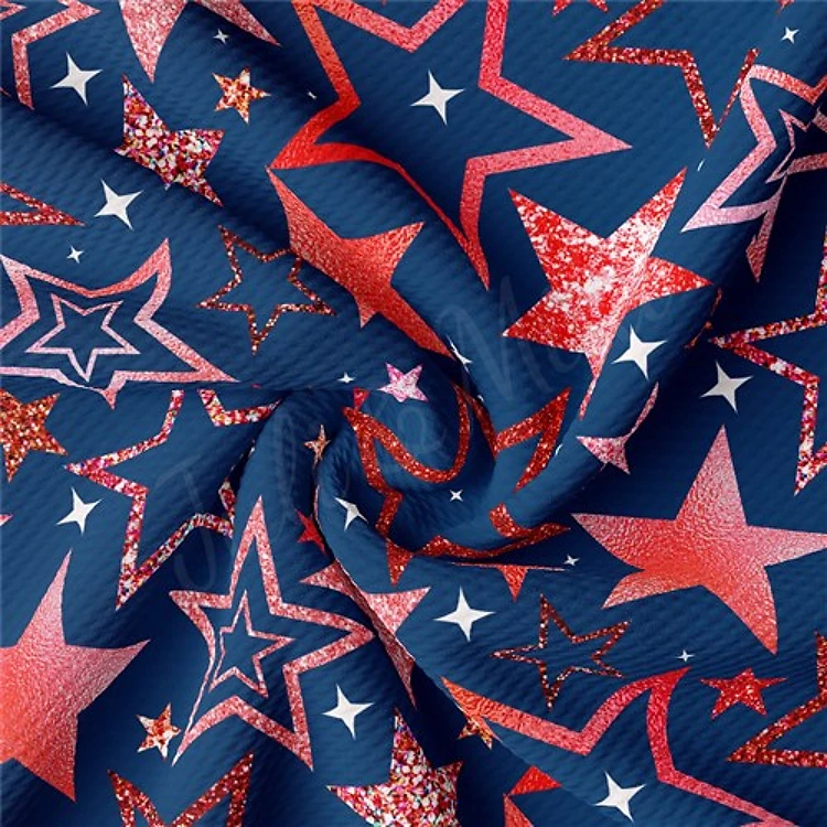 Patriotic 4th of July Printed Liverpool Fabric AA1715 & Get a Free $89.99 Embroidery Bundle