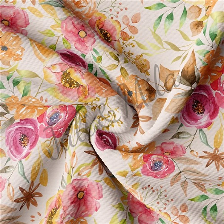Floral Printed Liverpool 4 Way Fabric Floral89 & Get a Free $89.99 Embroidery Bundle