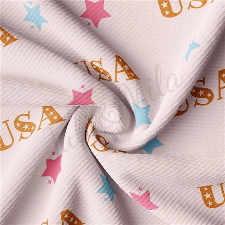 Patriotic 4th of July Liverpool Bullet Textured Stretch Solid Strip Thick Knit Jersey Fabric