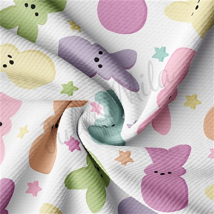 Easter Printed Liverpool Bullet Textured Stretch Solid Strip Thick Knit Jersey Fabric