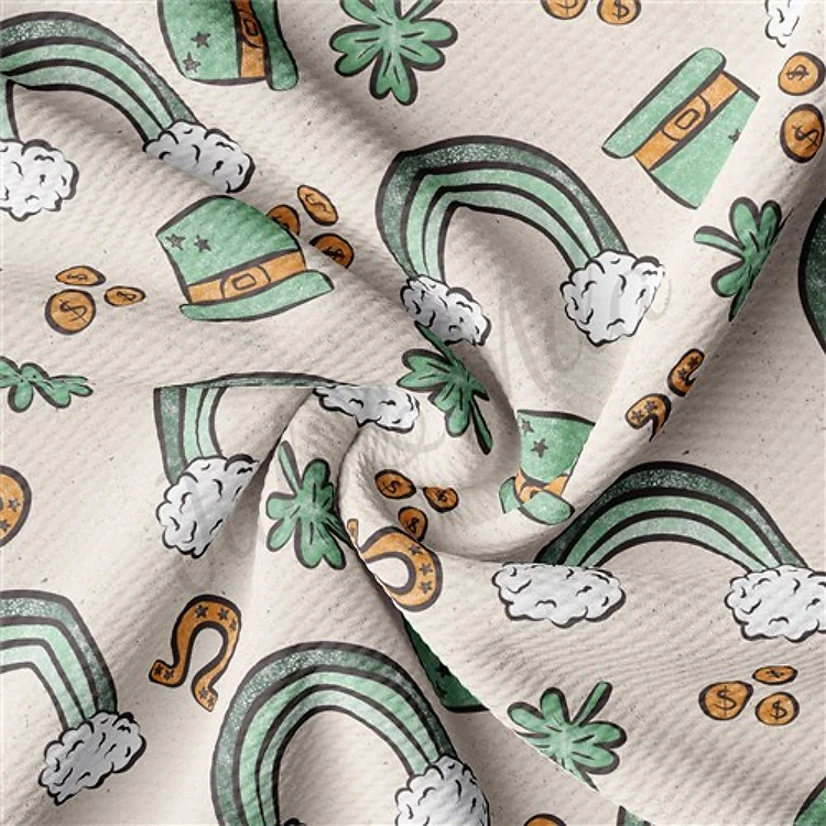 St. Patrick's Day Printed Liverpool Bullet Textured Stretch Solid Strip Thick Knit Jersey Fabric