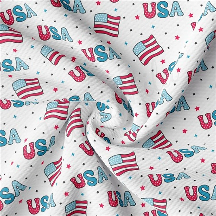 Patriotic 4th of July Liverpool Bullet Textured Stretch Solid Strip Thick Knit Jersey Fabric