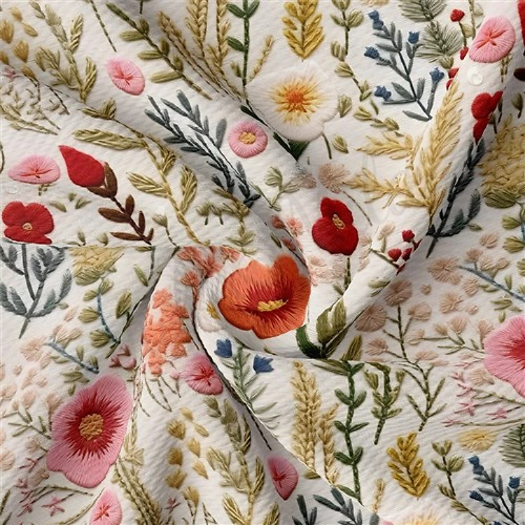 Embroidery Printed Liverpool Fabric AA1788 & Get a Free $89.99 Embroidery Bundle