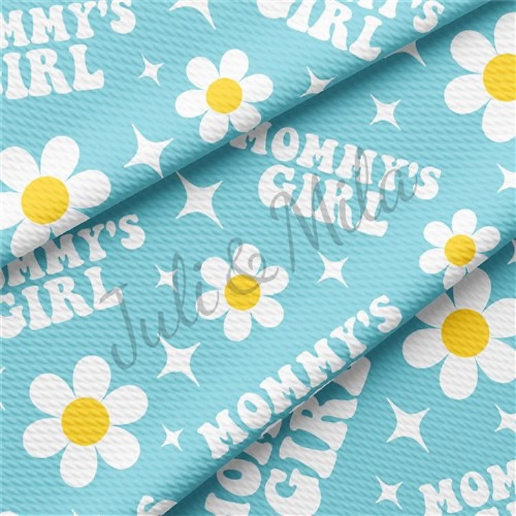 Mommy's Girl Printed Liverpool Bullet Textured Stretch Solid Strip Thick Knit Jersey Fabric