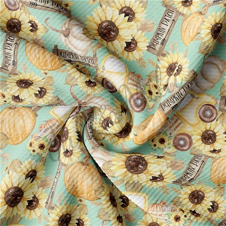 Fall Autumn Sunflowers Printed Fabric pumpkin13 & Get a Free $89.99 Embroidery Bundle