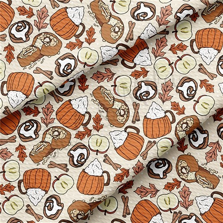 Apples Pumpkin Spice Latte Liverpool Bullet Textured Stretch Solid Strip Thick Knit Jersey Fabric