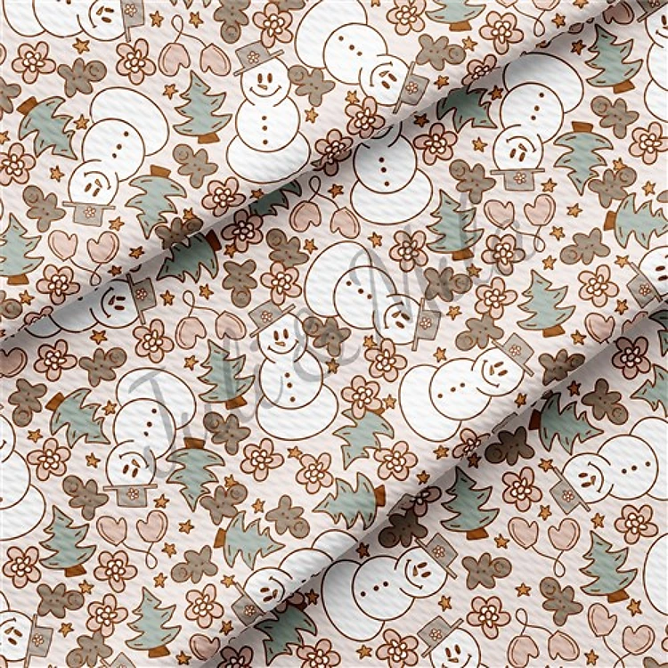Muted SnowmenPrinted Liverpool Fabric AA685 & Get a Free $89.99 Embroidery Bundle