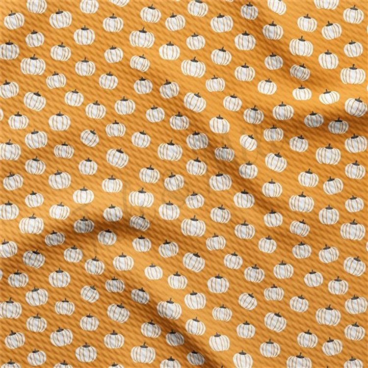 Pumpkin Fall Printed Liverpool Bullet Textured Stretch Solid Strip Thick Knit Jersey Fabric