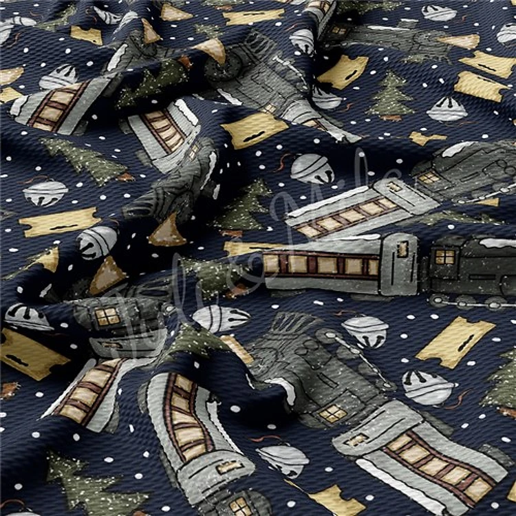 Christmas Printed Liverpool Bullet Textured Stretch Solid Strip Thick Knit Jersey Fabric