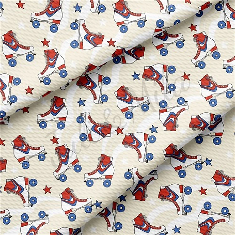 4th of July Patriotic Printed Liverpool Fabric AA361 & Get a Free $89.99 Embroidery Bundle