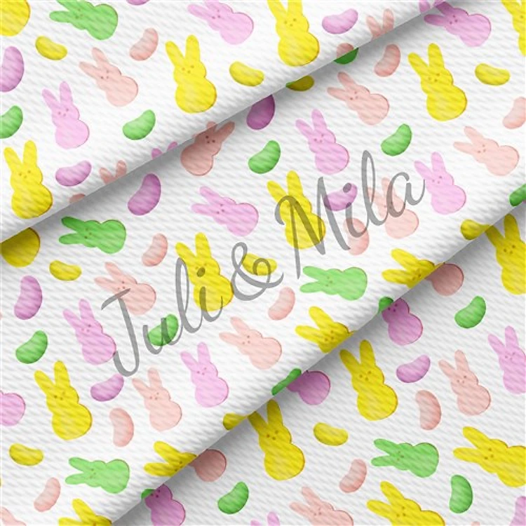 Easter Printed Liverpool Fabric Egg Bunny Pastel(E29) & Get a Free $89.99 Embroidery Bundle